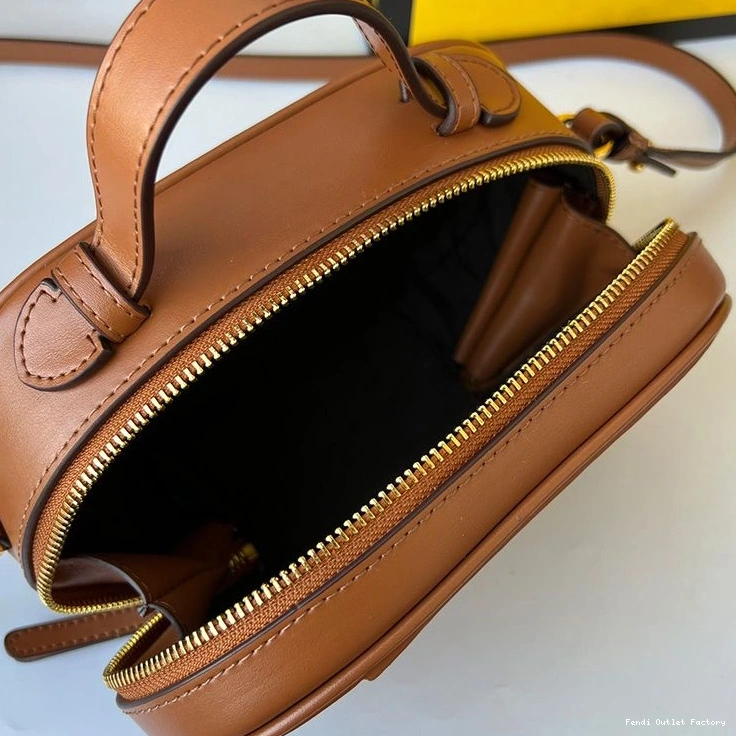 Cheap HOT Calf Case O'Lock In Leather Brown Mini Camera Fendi 0806